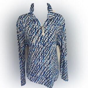Emerald 18 UPF 50 Quarter Zip- XL blue white multi print, polyester span…